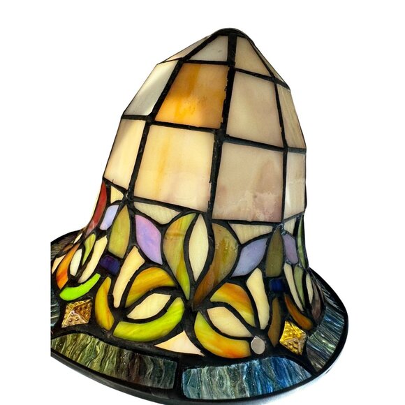 Art Nouveau/Victorian-Style Slag Glass Lamp Shade – 8" Bent Stained Glass - Picture 1 of 16
